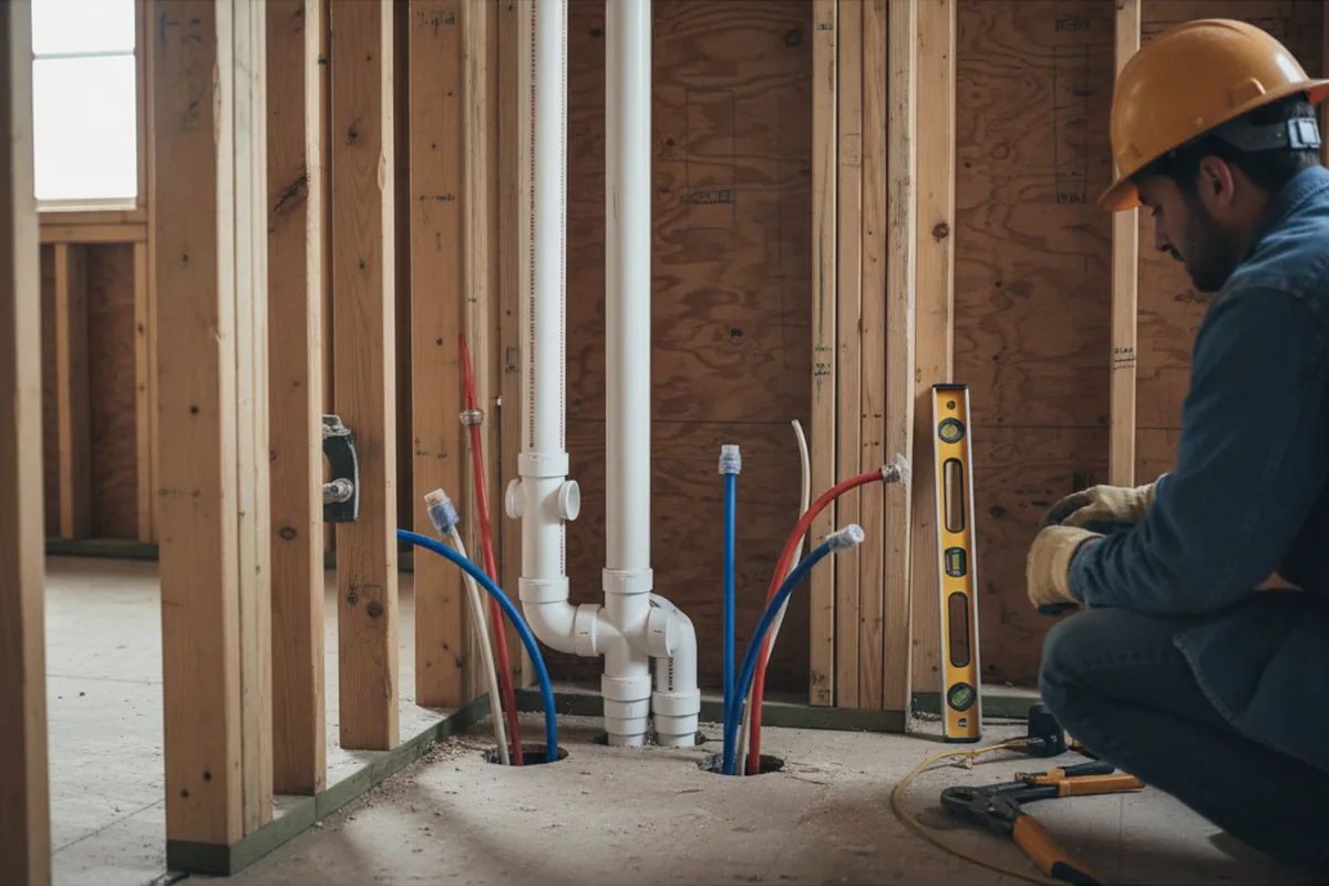 Drain and supply rough-in during Sump Pump Repair in Putnam